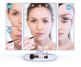 Аксесуари Аксессуары ^/--/^ Дзеркало потрійне для макіяжу з LED-підсвічуванням Superstar Magnifying Mirror прямокутне зі збільшенням 3 /--/ в /--/ 1 ^_^^^ Зеркало тройное для макияжа с LED-подсветкой Superstar Magnifying Mirror прямоугольное с увеличением 3 /--/ в /--/ 1 - фото фото фото