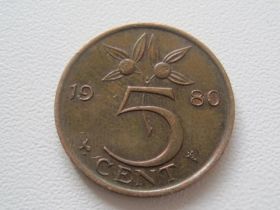 Нідерланди Нидерланды ^/--/^ Нидерланды 5 центов 1980 года 27374 ^_^^^ Нідерланди 5 центів 1980 року 27374 - фото фото фото