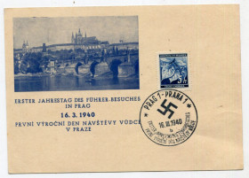 Європа Европа ^/--/^ Поштівка Перша річниця відвідин Вождем Праги. 1940 р. ^_^^^ Первая годовщина посещения Вождем Праги. 1940 г. - фото фото фото