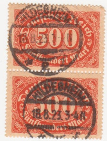 Веймарська республіка Веймарская республика ^/--/^ Германия      ( Рейх) 1922 г. №  234 гашеная пара ^_^^^ Німеччина (Рейх) 1922 р. No 234 гашена пара - фото фото фото