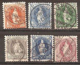 Швейцарія Швейцария ^/--/^ Швейцария 1891-1901 Подборка 6 гашеных марок ^_^^^ Швейцарія 1891-1901 Добірка 6 гашених марок - фото фото фото