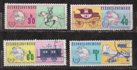 Чехословаччина Чехословакия ^/--/^ 100-річчя Світової поштової спілки - ТРАНСПОРТ = 1974 р. = ЧЕХОСЛОВАЧЧИНА = гаш. + ^_^^^ 100-летие Всемирного почтового союза - ТРАНСПОРТ = 1974 г. = ЧЕХОСЛОВАЧИНА = гаш. + + - фото фото фото