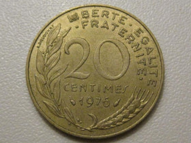 Франція Франция ^/--/^ Франция 20 сантимов 1976 года 38125 ^_^^^ Франція 20 сантимів 1976 38125 - фото фото фото