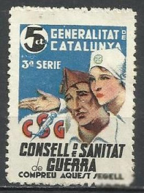 Іспанія Испания ^/--/^ Испания локал Каталония 1937 медицина не почтовая марка 5 Cts 1 /--/ м.() ^_^^^ Іспанія локал Каталонія 1937 медицина не поштова марка 5 Cts 1 /--/ м. - фото фото фото