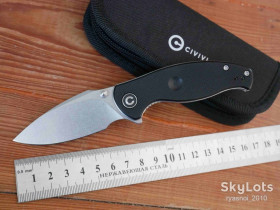 Ножі, мультітули Ножи, мультитулы ^/--/^ Civivi Scintilla C /--/ 22017-1, Blade HQ Exclusive, D /--/ 2 Stonewash, G /--/ 10 Black, Caged Ceramic Ball Bearing, Outdoor, Flipper, EDC, Liner Lock - фото фото фото