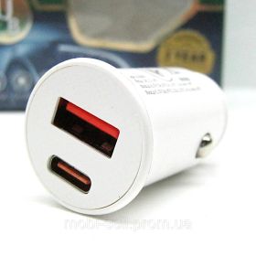 Акумулятори Аккумуляторы ^/--/^ Зарядное устройство CYBOO 20 /--/ W, PD Type-C, QC USB White, автомобильное, в прикуриватель - фото фото фото