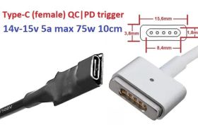 Інше Другое ^/--/^ Переходник для блока питания MagSafe 2 8-10 /--/ cm з USB Type-C (Female) Quick Charge Power Delivery QCPD - фото фото фото