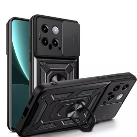 Чохли, бампера Чехлы, бампера ^/--/^ Чохол Fiji Camera Defence для Xiaomi 14 бампер із захистом камери та підставкою Black ^_^^^ Чехол Fiji Camera Defence для Xiaomi 14 бампер с защитой камеры и подставкой Black - фото фото фото