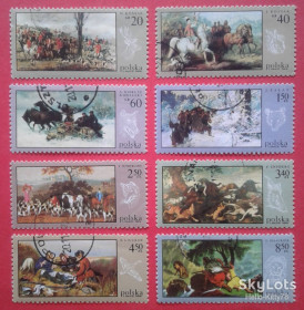 Польща Польша ^/--/^ Польша 1968 искусство живопись фауна охота Mi 1730-1737 ^_^^^ Польща 1968 мистецтво живопис фауна полювання Mi 1730-1737 - фото фото фото