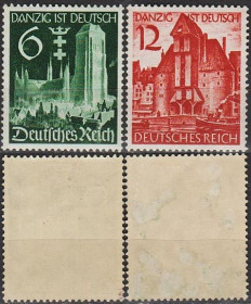 Третій Рейх (-) Третий Рейх (-) ^/--/^ 1939 - Рейх - Гданськ - німецький Mi.714-15 * ^_^^^ 1939 - Рейх - Гданьск - немецкий Mi.714-15* - фото фото фото