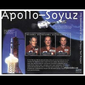 Освоєння космосу Освоение космоса ^/--/^ Гамбия Gambia Space 2000 Mi 3606-3608 ASTP jubilee USA-USSR MNH Cv 12, ^_^^^ Gambia Space 2000 Mi 3606-3608 ASTP jubilee USA-USSR MNH Cv 12, - фото фото фото