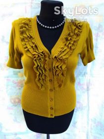 Кофти Кофты ^/--/^ Кофточка 44-46 горчичного цвета с воланами ^_^^^ Кофточка 44-46 гірчичного кольору з воланами - фото фото фото