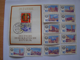 Інші країни Другие страны ^/--/^ ГДР, Михель, Германия 2010, 1495 -1506  (чист.), блок 28  (гаш.), 20 лет ГДР  (I). ^_^^^ НДР, Міхель, Німеччина 2010, 1495 -1506 (чист.), блок 28 (гаш.), 20 років НДР (I). - фото фото фото
