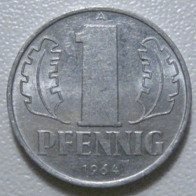 НДР, ФРН ГДР, ФРГ ^/--/^ Німеччина - НДР 1 пфеніг 1964 року 43292 ^_^^^ Германия - ГДР 1 пфениг 1964 года 43292 - фото фото фото