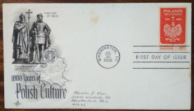 Америка Америка ^/--/^ США Конверт 1000 лет Польше 1966 ^_^^^ США Конверт 1000 років Польщі 1966 - фото фото фото