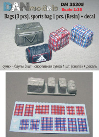 Сумки, валізи Сумки, чемоданы ^/--/^ Danmodel 35305 - сумки - баулы 3 шт , спортивная сумка 1 шт.  (смола) + декаль 1/35 ^_^^^ Danmodel 35305 - сумки - баули 3 шт, спортивна сумка 1 шт. (смола) + декаль 1/35 - фото фото фото