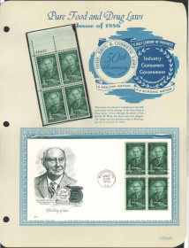 Північна Америка Северная Америка ^/--/^ США 1956  г - квартблок MNH + КПД  ХМК с квартблоком  -  Харви  В.  Вили , химик ^_^^^ США 1956 р - квартблок MNH + ККД ХМК з квартблоком - Харві В. Вілі, хімік - фото фото фото