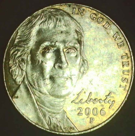 Обігові Обиходные ^/--/^ США 5 центів, 2006 P Джефферсон Нікель [3.103] ^_^^^ США 5 центов, 2006 P Джефферсон Никель [3.103] - фото фото фото