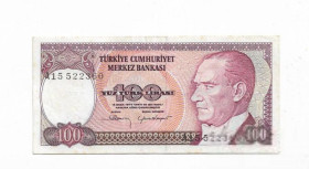 Туреччина Турция ^/--/^ Турция 100 лир 1970 1984 - 2002 первый выпуск, ВЗ &amp;quot;маленькая голова&amp;quot; серия А подпи ^_^^^ Туреччина 100 лір 1970 1984 - 2002 перший випуск, ВЗ &amp;quot;маленька голова &amp;quot; серія А підпі - фото фото фото