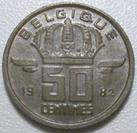 Бельгія Бельгия ^/--/^ Бельгія 50 сантимів 1982 року Belgique 42487 ^_^^^ Бельгия 50 сантимов 1982 года Belgique 42487 - фото фото фото