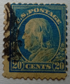 Північна Америка Северная Америка ^/--/^ США 1916-17 Бенджамин Франклин, 20 /--/ с, гашеная ^_^^^ США 1916-17 Бенджамін Франклін, 20 /--/ с, гашена - фото фото фото