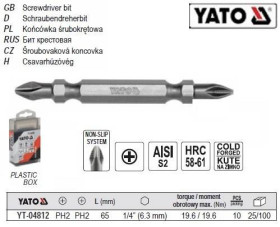 Викрутки Отвертки ^/--/^ Набор насадка бита PН /--/ 2 YATO 1/4 l /--/ 65 мм 10 штук YT-04812 ^_^^^ Польща 1/4 l /--/ 65 мм 10 штук YT-04812 - фото фото фото