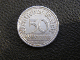 Веймарська республіка (-) Веймарская республика (-) ^/--/^ 50 пфенингов 1920 г А ^_^^^ 50 пфенінгів 1920 А - фото фото фото