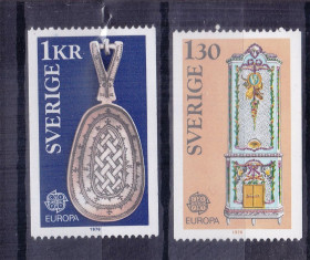 Балтійські країни Балтийские страны ^/--/^ Швеция  1976  г MNH - искусство - флуоресценция белая - б/з стороны ^_^^^ Швеція 1976 MNH - мистецтво - флуоресценція біла - б/з боку - фото фото фото