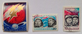 СРСР - СССР - ^/--/^ СССР 1974 Космические исследования, гашеные (I) ^_^^^ СРСР 1974 Космонавти Попович і Артюхін, гашені - фото фото фото
