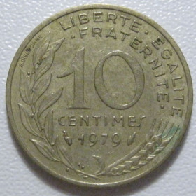 Франція Франция ^/--/^ Франція 10 сантимів 1979 року 43509 ^_^^^ Франция 10 сантимов 1979 года 43509 - фото фото фото