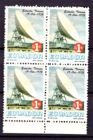 Освоєння космосу Освоение космоса ^/--/^ Авиация .  Эквадор  1972 г  MNH - квартблок - антена ^_^^^ Еквадор 1972 MNH - квартблок - антена - фото фото фото