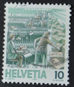 Інше Другое ^/--/^ Швейцария Сортировка почты 1986 ^_^^^ Швейцарія Сортування пошти 1986 - фото фото фото