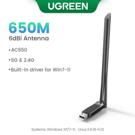 Аксесуари Аксессуары ^/--/^ Дводіапазонний USB Wi-Fi адаптер Ugreen AC /--/ 650 CM /--/ 496 (5 /--/ G/2.4 /--/ G) з антеною 6 /--/ dBi / бездротова мережева к ^_^^^ Двухдиапазонный USB Wi-Fi адаптер Ugreen AC /--/ 650 CM /--/ 496 (5 /--/ G/2.4 /--/ G) с антенной 6 /--/ d Bi / беспроводная сетевая к - фото фото фото