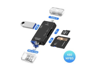 USB адаптери USB адаптеры ^/--/^ Картридер OTG 6 in 1 трансформер, TF, MicroSD, MicroUSB, USB, USB-Flash, Type-C - фото фото фото