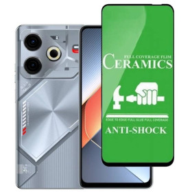 Чохли, бампера Чехлы, бампера ^/--/^ Захисне скло-плівка Fiji Ceramics для Tecno POVA 6 Neo (LI /--/ 6) повна проклейка чорний ^_^^^ Защитное стекло-пленка Fiji Ceramics для Tecno POVA 6 Neo (LI /--/ 6) полная проклейка черный - фото фото фото