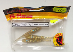 Воблери, принади Воблеры, приманки ^/--/^ Силиконовые приманки Lucky John S-Shad Silver Prawn  (3 штуки)  (новые) ^_^^^ Силіконові приманки Lucky John S-Shad Silver Prawn (3 штуки) (нові) - фото фото фото