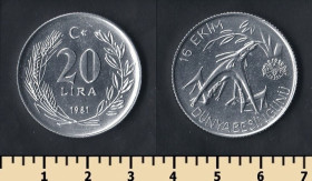 Туреччина Турция ^/--/^ Турция 20 лир 1981 ^_^^^ Туреччина 20 лір 1981 - фото фото фото
