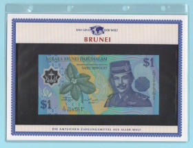 Інші Другие ^/--/^ БРУНЕЙ банкнота 1 Ringgit UNC из серии «Das Geld Der Welt» + сертификат + альбомный лист ^_^^^ БРУНЕЙ банкнота 1 Ringgit UNC із серії «Das Geld Der Welt» + сертифікат + альбомний лист - фото фото фото