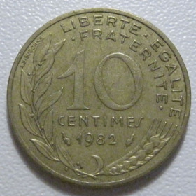 Франція Франция ^/--/^ Франція 10 сантимів 1982 року 1373 ^_^^^ Франция 10 сантимов 1982 года 1373 - фото фото фото