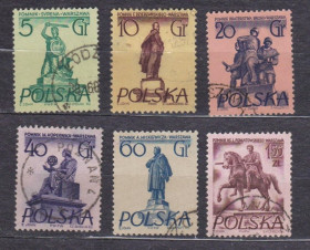 Польща Польша ^/--/^ Пам&amp;apos;ятники Варшави =  ПОЛЬЩА = 1955 р. = гаш. + ^_^^^ Памятники Варшавы = Польша = 1955 г. = гаш. + + - фото фото фото