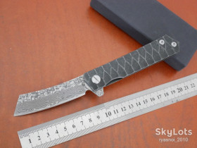 Ножі, мультітули Ножи, мультитулы ^/--/^ Japanese Tanto-&amp;quot;тяпка&amp;quot; knife, Damascus, Ручка сталь, Подшипник, Флиппер, Тактический – black ^_^^^ Japanese Tanto-&amp;quot;тяпка&amp;quot; knife, Damascus, Ручка сталь, Підшипник, Фліппер, Тактичний - black - фото фото фото