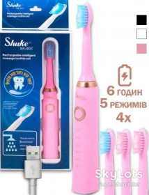 Зубні щітки Зубные щетки ^/--/^ Электрическая зубная щетка Shuke SK-601 аккумуляторная Розовая ^_^^^ Електрична зубна щітка Shuke SK-601 акумуляторна Рожева - фото фото фото