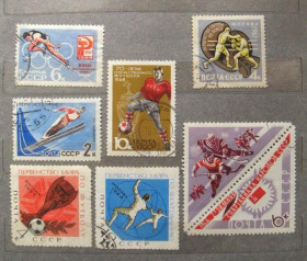 Спорт Спорт ^/--/^ СРСР, 1960-ті, Спорт, збірний лот, 7 марок, гаш. ^_^^^ СССР, 1960-е, Спорт, сборный лот, 7 марок, гаш. - фото фото фото