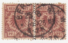 Веймарська республіка Веймарская республика ^/--/^ Германия   ( Рейх) 1899 г. №  51 гашеная пара ^_^^^ Німеччина (Рейх) 1899 р. No 51 гашена пара - фото фото фото