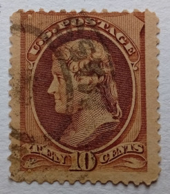Північна Америка Северная Америка ^/--/^ США 1870 Томас Джефферсон, 10 /--/ с, гашеная ^_^^^ США 1870 Томас Джефферсон, 10 /--/ с, гашена - фото фото фото