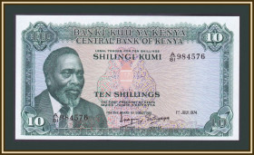 Кенія Кения ^/--/^ Кения 10 шиллингов 1974 P-7  (7 /--/ e) UNC ^_^^^ Кенія 10 шилінгів 1974 P-7 (7 /--/ e) UNC - фото фото фото