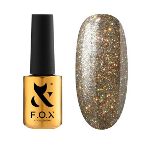Лаки Лаки ^/--/^ Светоотражающая база с эффектом кошачий глаз F.O.X Base Flash Cat Eye 005, золото, 7 мл ^_^^^ База з ефектом котячого ока F.O.X Base Flash Cat Eye 005, золото, світловідбивна, 7 мл - фото фото фото