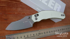 Ножі, мультітули Ножи, мультитулы ^/--/^ Kizer Bulldog V /--/ 3672 /--/ A /--/ 3, Nitro-V Stonewash, Micarta Green, Designed By: O.SHO, Caged Ceramic Ball Bearings, Outdoor Tactical, EDC, Clutch Lock - фото фото фото