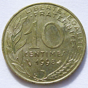Франція Франция ^/--/^ Франція 10 сантимів 1998 року #6 /--/ П /--/ 1381 ^_^^^ Франция 10 сантимов 1998 года #6 /--/ П /--/ 1381 - фото фото фото