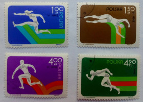 Польща Польша ^/--/^ Польша 1975 Легкая атлетика, спорт, гашеные ^_^^^ Польща 1975 Легка атлетика, спорт, гашені - фото фото фото
